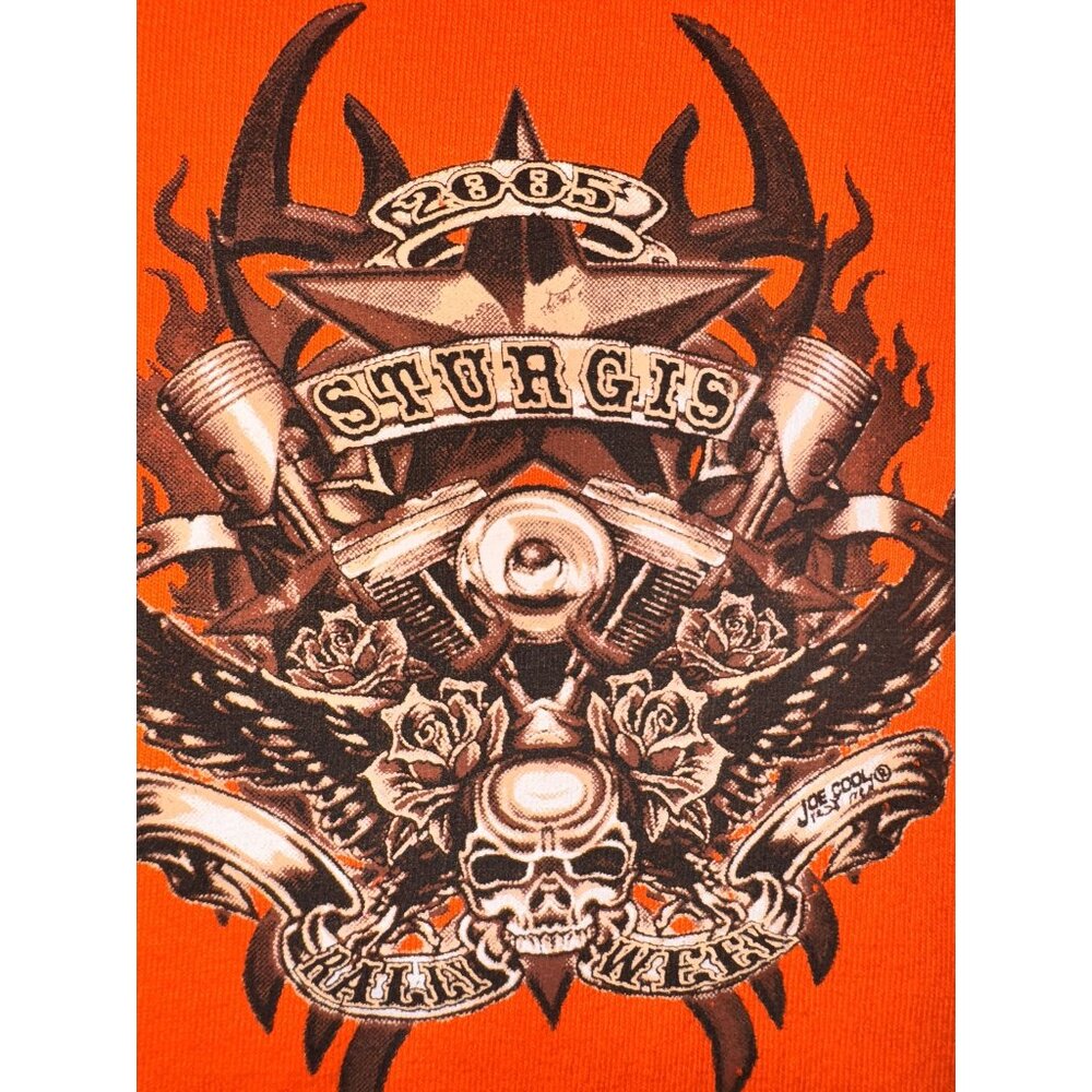 Gildan Orange Sturgis 2005 Sleeveless Shirt XL Graphic Tee Cotton